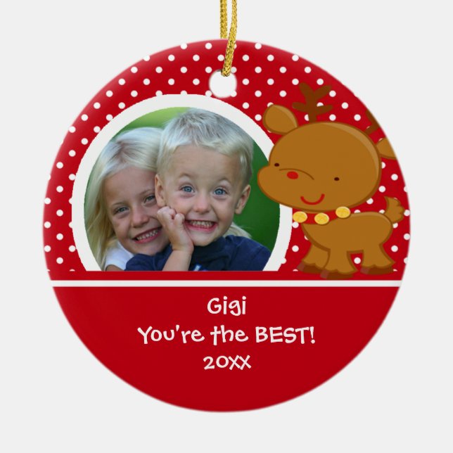 Gigi Photo Reindeer Christmas Ornament (Front)