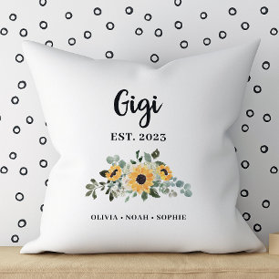 Gigi Pretty Rustic Sunflower and Names Cushion