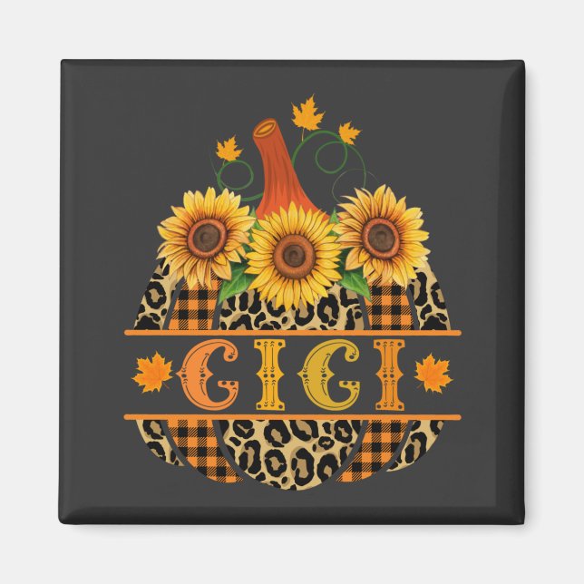 GiGi Pumpkin Leopard Print Sunflower Buffalo Plaid Magnet (Front)