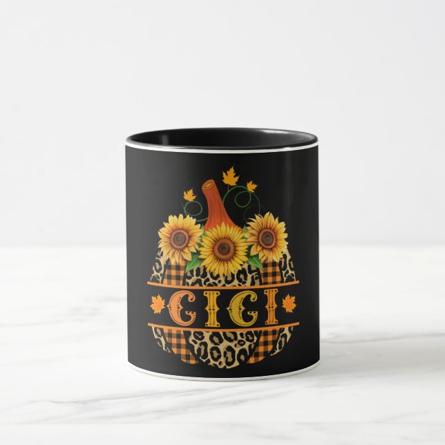 GiGi Pumpkin Leopard Print Sunflower Buffalo Plaid Mug (Center)