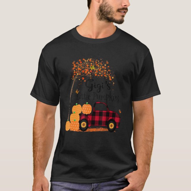 Gigi S Little Pumpkins Red Truck Autumn Art T-Shirt (Front)