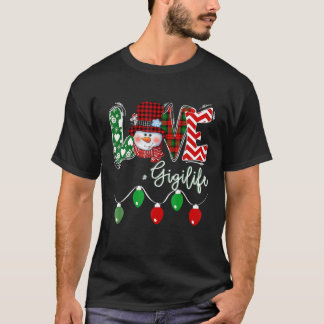 Gigi Snowman Love Gigi Life Christmas Red Plaid T-Shirt