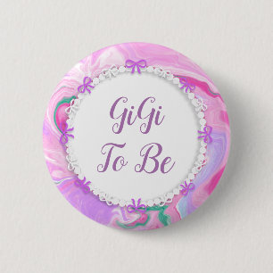 Gigi To Be Baby Shower Pink & Purple    6 Cm Round Badge