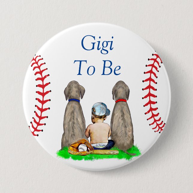 Gigi to Be | Baseball Themed Boy's Baby Shower 7.5 Cm Round Badge (Front)