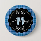 GIGI to be Blue Plaid Baby Shower button