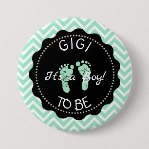 Gigi to be Green Chevron Baby Shower button