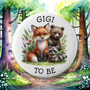 Gigi to be Woodland Creatures Baby Shower 6 Cm Round Badge