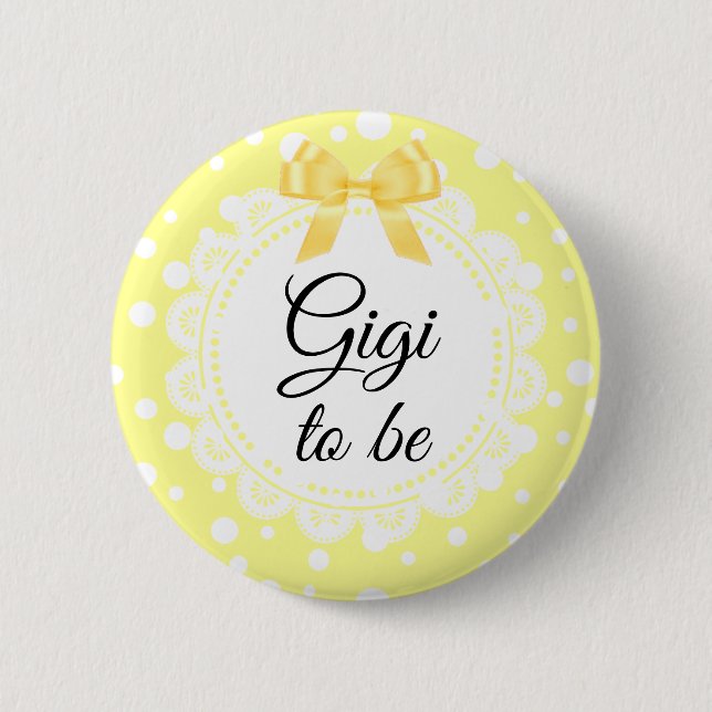 Gigi To Be Yellow Polka Dot Shower Button (Front)