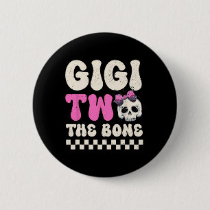 Gigi Two The Bone Halloween 2nd Birthday Girl Fami 6 Cm Round Badge