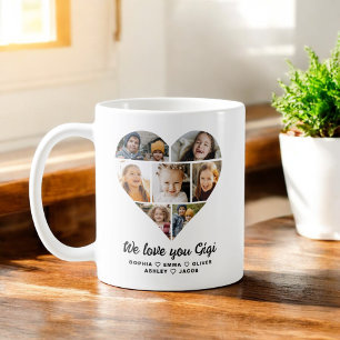 Gigi We Love you Hearts Modern Photo Collage Coffee Mug