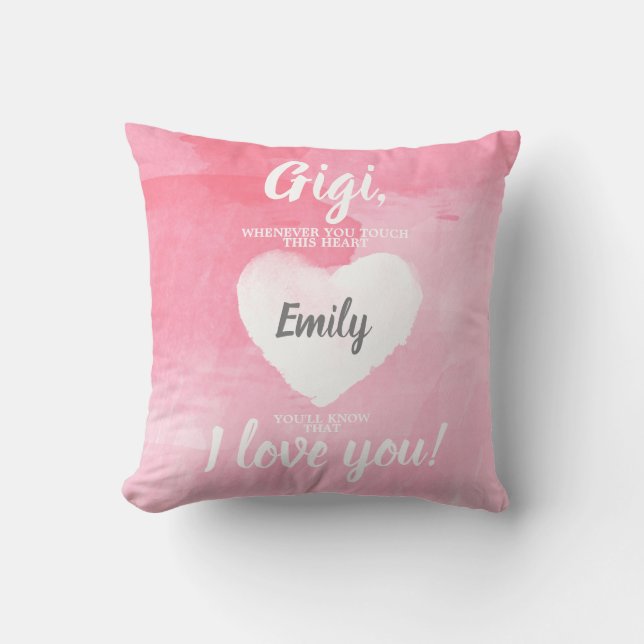 GIGI Whenever You Touch This Heart Pink Cushion (Front)