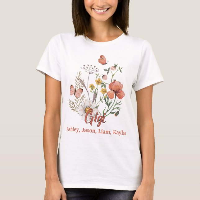 Gigi Wildflower Floral Personalised Custom T-Shirt (Front)