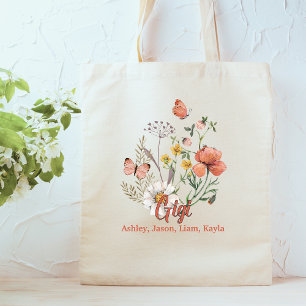 Gigi Wildflower Floral Personalised Custom  Tote Bag