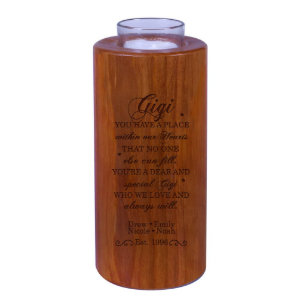 Gigi You Have a Place Round Wooden Candle Holder