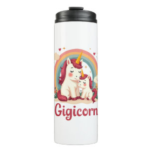 Gigicorn Vintage Unicorn Mum and Baby Rainbow Cute Thermal Tumbler