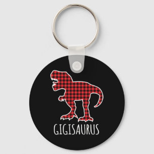 Gigisaurus Buffalo Plaid Dinosaur Funny Matching C Key Ring