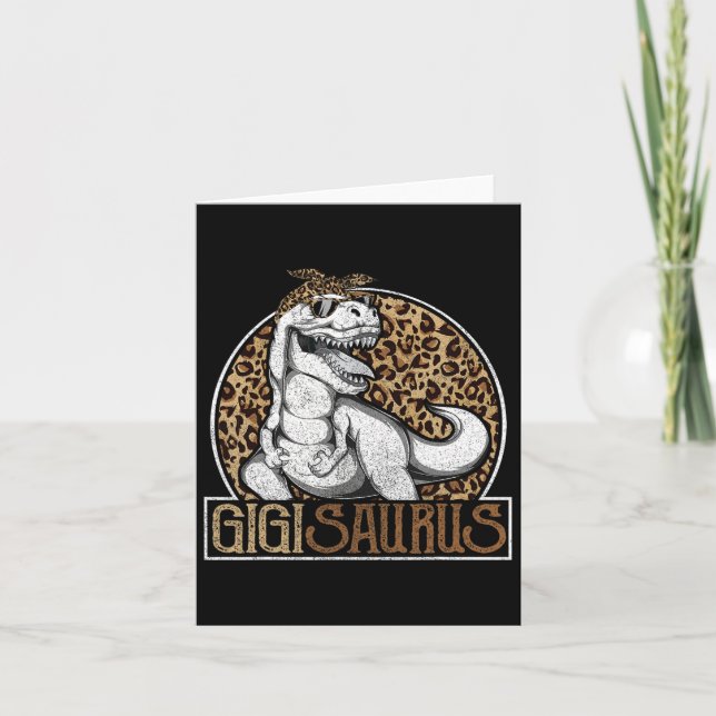 Gigisaurus Dinosaur Gigi Leopard Shirts  Card (Front)