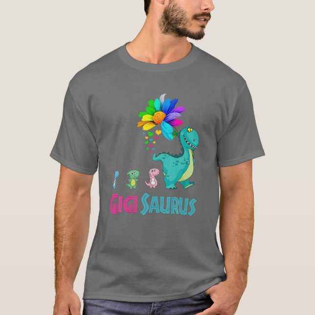 Gigisaurus T Rex Gigi Saurus Dinosaur Family Match T-Shirt (Front)