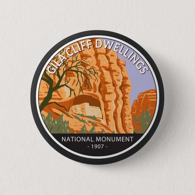 Gila Cliff Dwellings National Monument Circle  6 Cm Round Badge (Front)