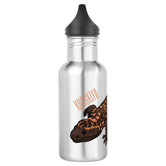 Gila monster cartoon illustration 532 ml water bottle (Left)