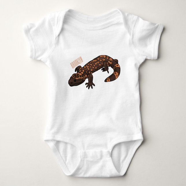 Gila monster cartoon illustration baby bodysuit (Front)