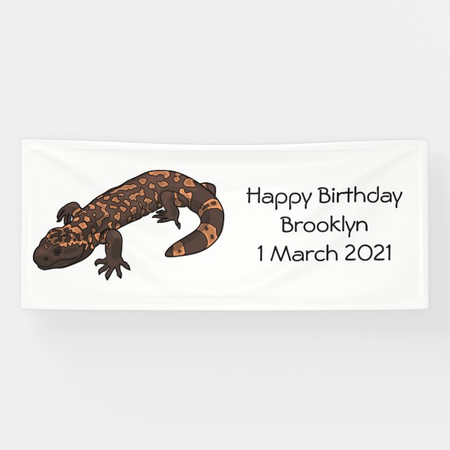 Gila monster cartoon illustration banner (Horizontal)