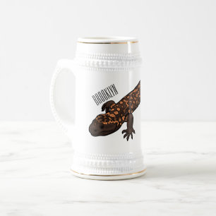 Gila monster cartoon illustration beer stein