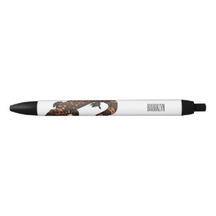Gila monster cartoon illustration black ink pen