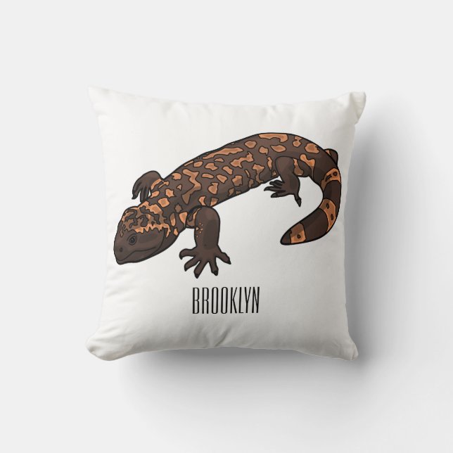 Gila monster cartoon illustration cushion (Front)