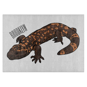 Gila monster cartoon illustration cutting board