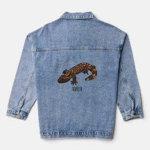 Gila monster cartoon illustration denim jacket
