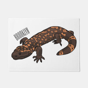 Gila monster cartoon illustration doormat