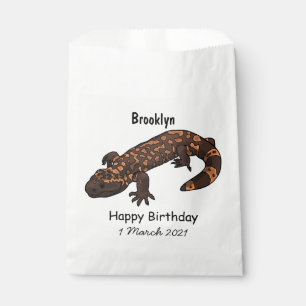 Gila monster cartoon illustration favour bags