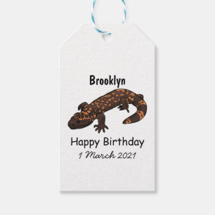 Gila monster cartoon illustration gift tags