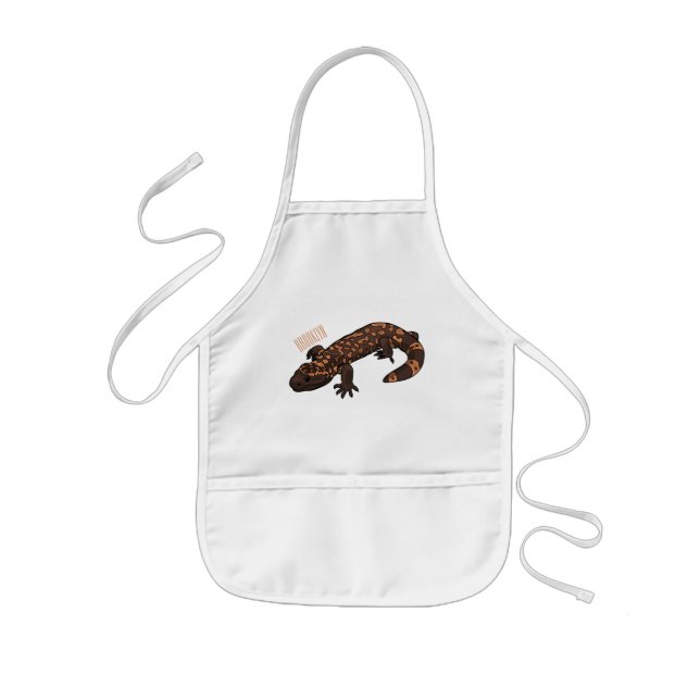Gila monster cartoon illustration kids apron (Front)