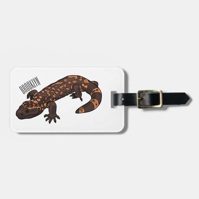 Gila monster cartoon illustration luggage tag (Front Horizontal)