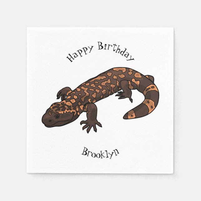 Gila monster cartoon illustration napkin (Front)