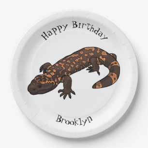 Gila monster cartoon illustration paper plate
