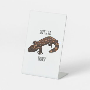 Gila monster cartoon illustration pedestal sign
