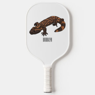 Gila monster cartoon illustration pickleball paddle