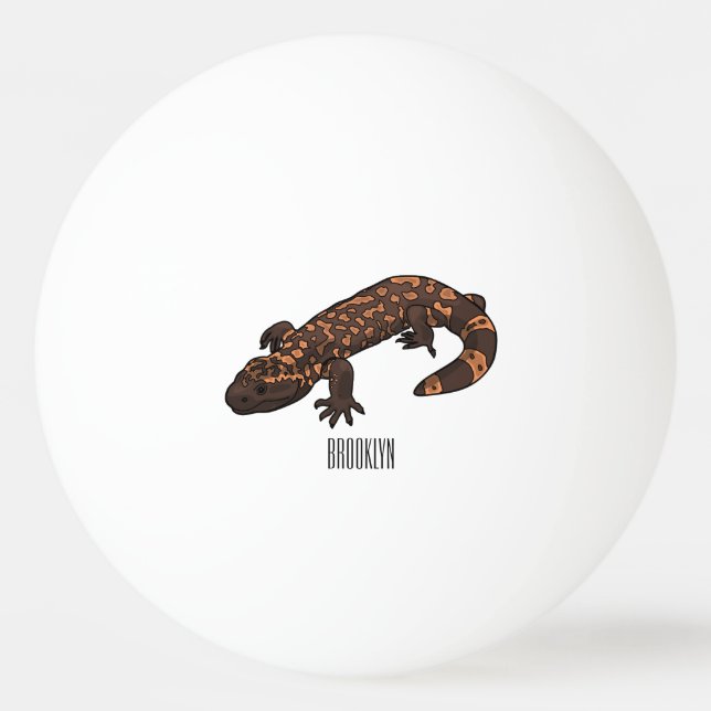 Gila monster cartoon illustration ping pong ball (Front)