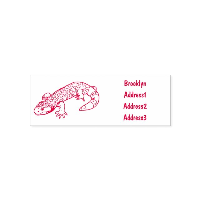 Gila monster cartoon illustration self-inking stamp (Design)