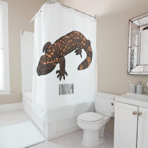 Gila monster cartoon illustration shower curtain