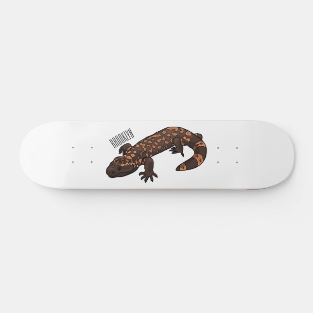 Gila monster cartoon illustration skateboard (Horz)