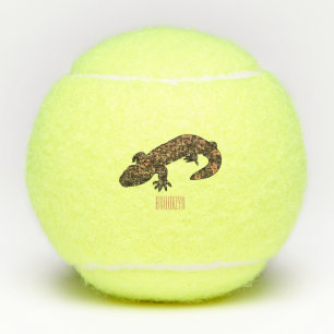 Gila monster cartoon illustration tennis balls