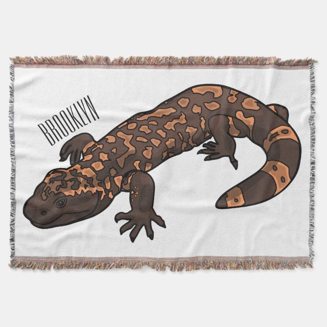 Gila monster cartoon illustration throw blanket (Front)