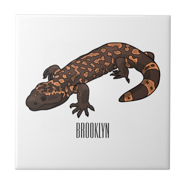 Gila monster cartoon illustration tile (Front)