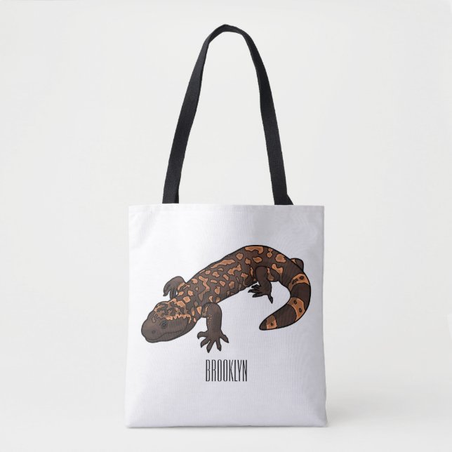 Gila monster cartoon illustration tote bag (Front)