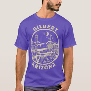 Gilbert Arizona Linocut Distressed Desert Illustra T-Shirt