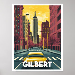 Gilbert Arizona USA Vintage Travel Illustration Poster